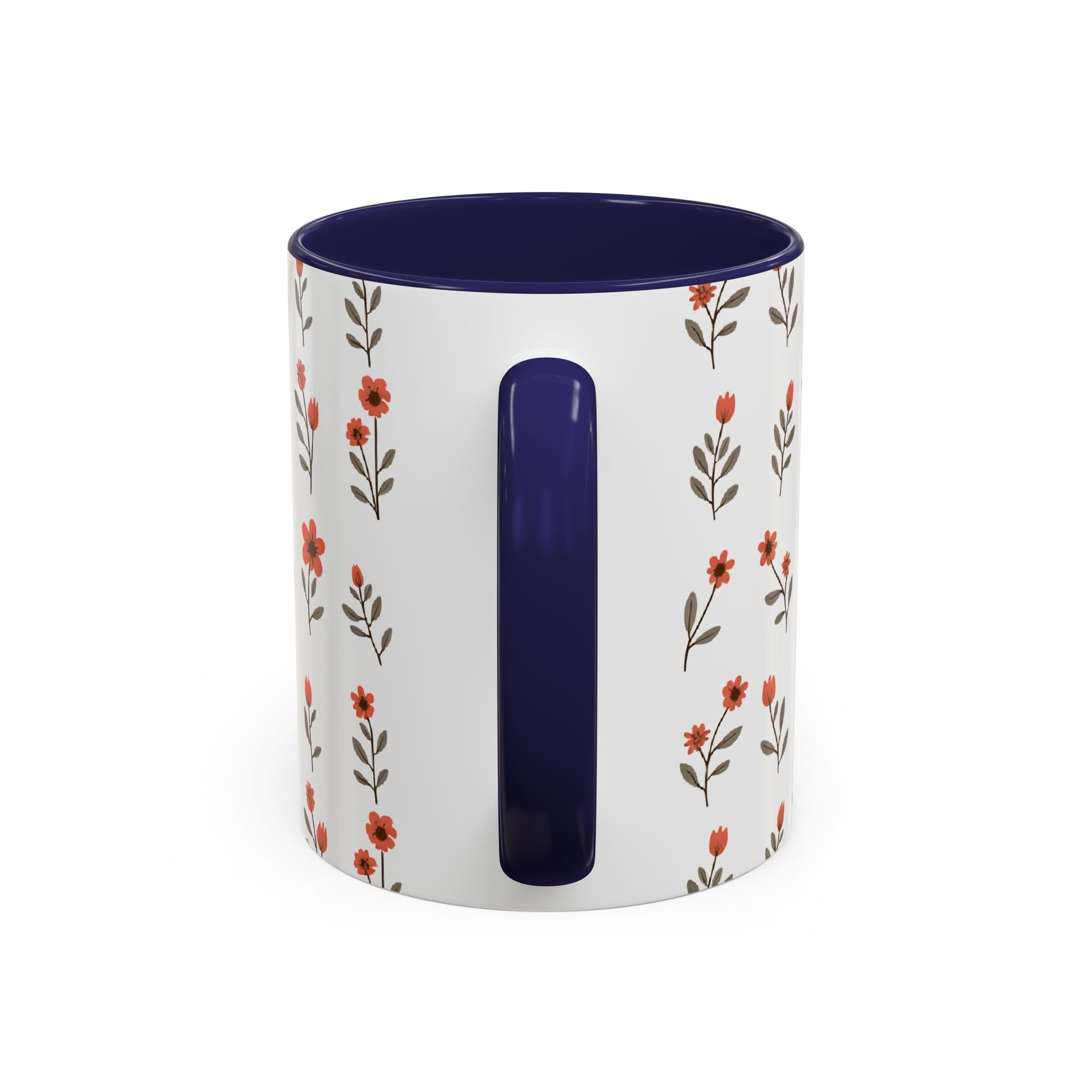 Ceramic printed coffee mug Floral Accent Coffee Mug — Cute Red Wildflower Pattern (11/15oz)