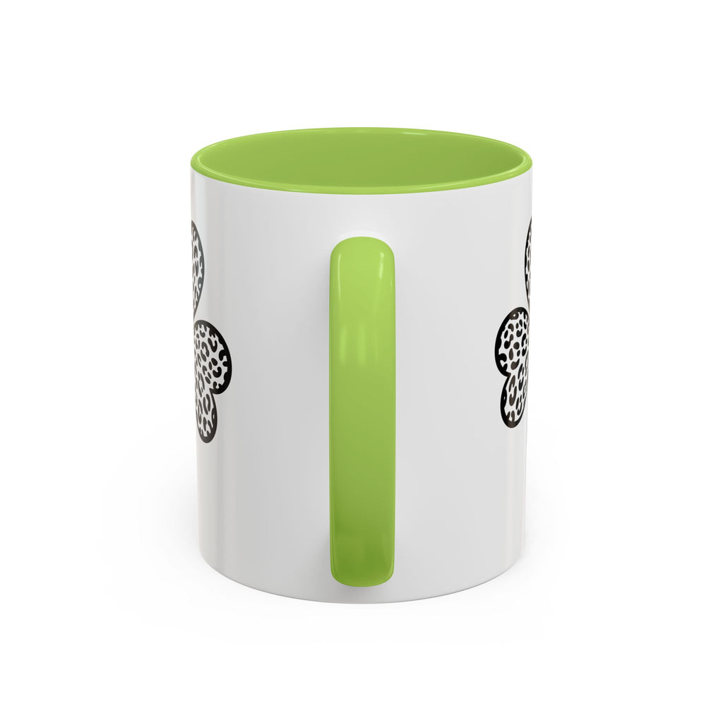 Leopard Print Shamrock Accent Coffee Mug — St. Patrick’s Day Lucky Clover Coffee Cup