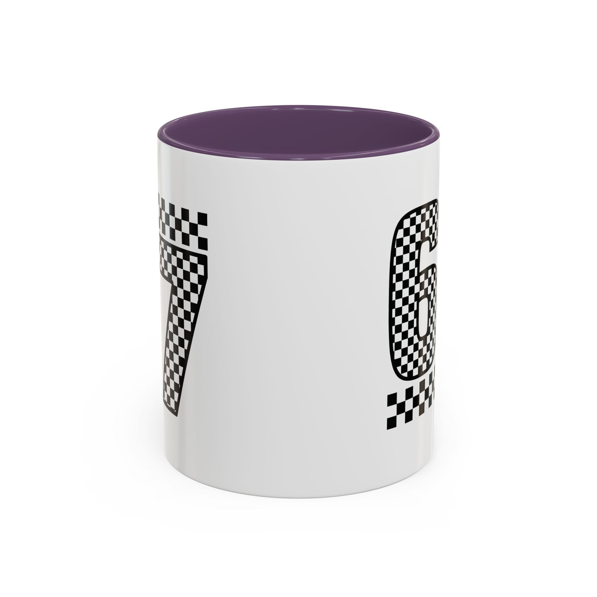 Checkered '67' Accent Coffee Mug — Retro Racing Number Ceramic Mug