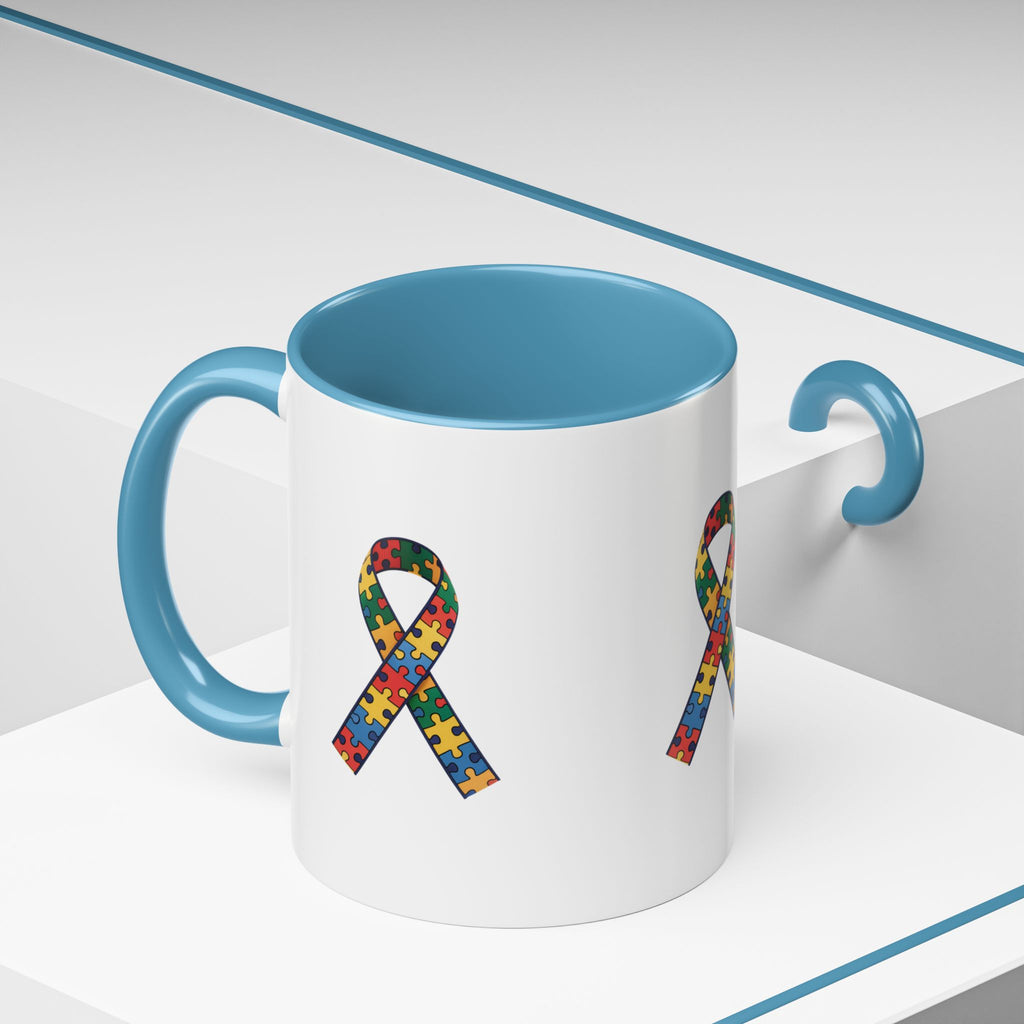 Autism Awareness Puzzle Ribbon Accent Coffee Mug