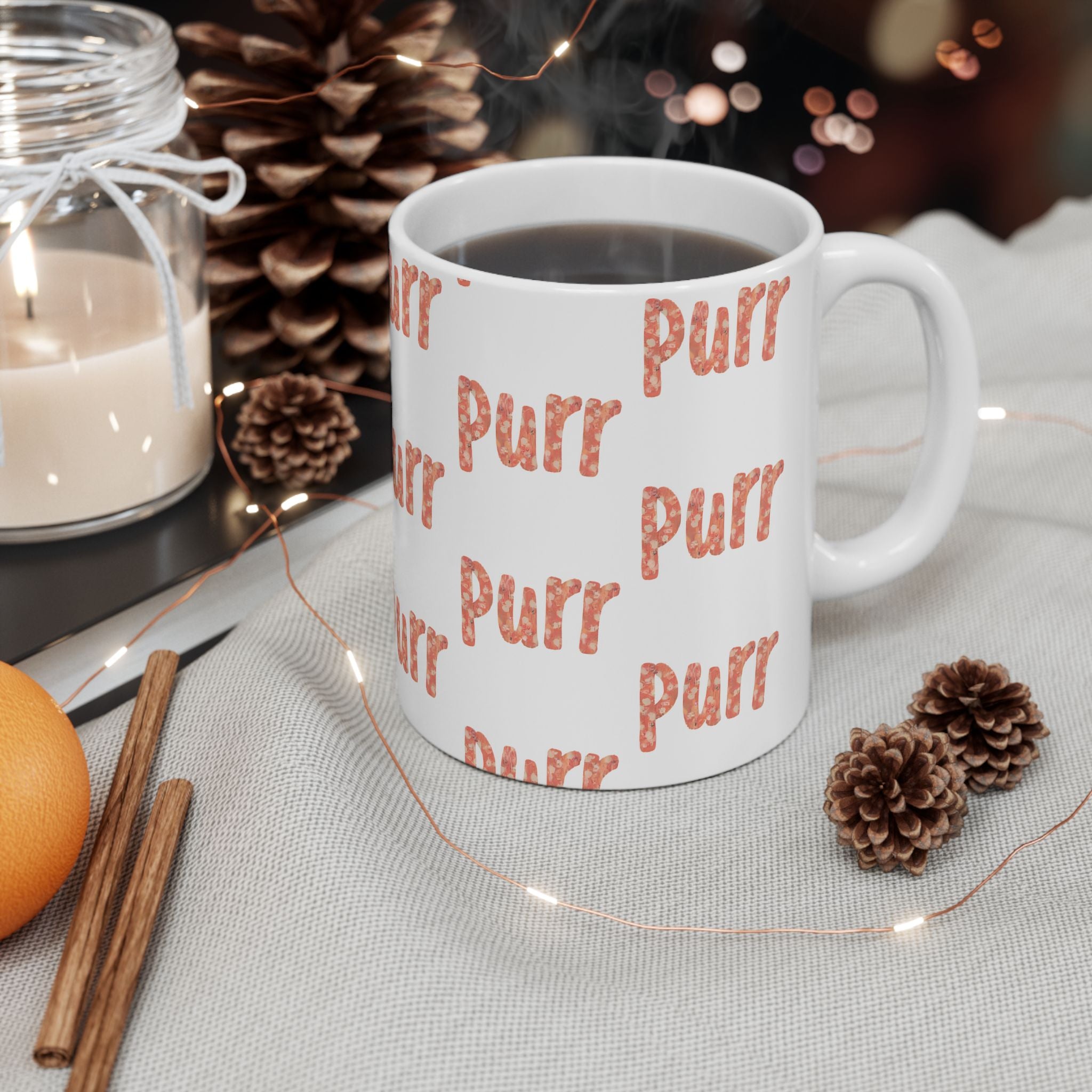 Ceramic Mug Purr Pattern – Cute Cat Lover Coffee Cup (11oz & 15oz)