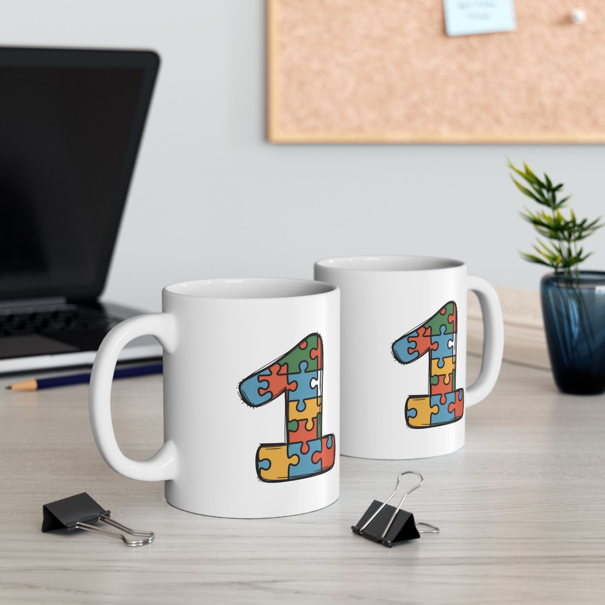 Autism Power Puzzle Ceramic Mug — 'Autism Power' Puzzle Design (11oz & 15oz)